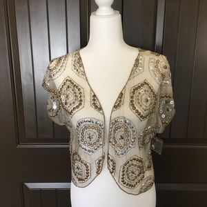 Boho Glam Sequin Bolero Jacket - Size L